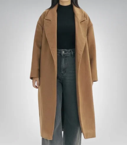 Vickie Women’s Camel Oversized Long Wool Coat – Relaxed Winter Layer
