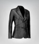 Tailored women’s black lambskin blazer jacket – classic and timeless look