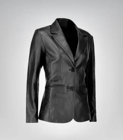 Tailored women’s black lambskin blazer jacket – classic and timeless look
