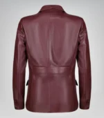 Elegant women’s lambskin blazer in rich burgundy color for smart casual outfits
