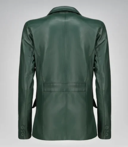 Classic women’s genuine lambskin blazer in green – tailored elegant design