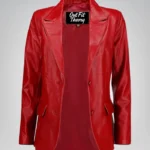 Women’s classic red lambskin leather blazer jacket – elegant everyday look