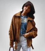 Handmade brown suede jacket – vintage oversized leather bomber style