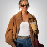 Vintage brown suede leather jacket – oversized 90s retro coat