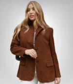Vintage brown suede blazer – women’s western sheepskin coat