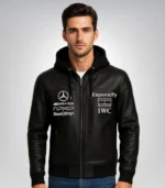 APXGP F1 racing leather hoodie – motorsport streetwear jacket for men