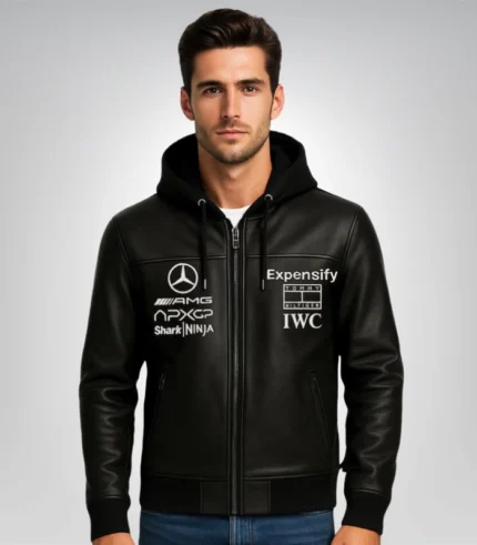 APXGP F1 racing leather hoodie – motorsport streetwear jacket for men