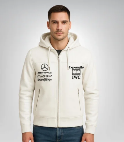 F1 motorsport leather jacket for men – handmade APXGP racing hoodie