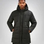 Black puffer coat – Pep Guardiola inspired long parachute jacket
