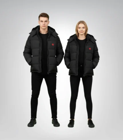 Black Trapstar Irongate puffer jacket gloss finish