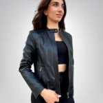 Stylish black leather jacket for women – genuine soft leather outerwear