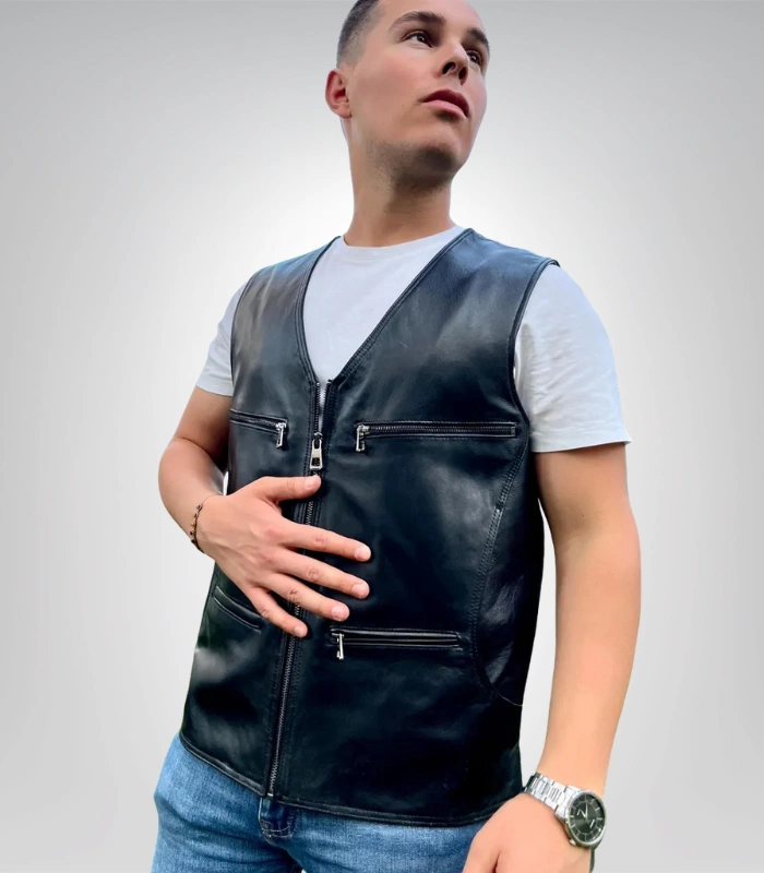 Premium Genuine Leather Vest – Casual Men’s Fashion Premium casual leather vest – men’s genuine leather fashion