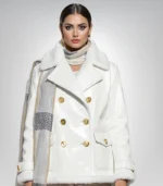 Women’s white Italian leather coat – short cashmere-lined luxury style