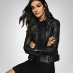 Real lambskin leather jacket for women – classic black fashion wear