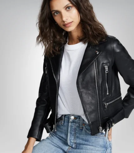 Women’s black leather jacket – 100% real genuine leather outerwear