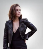 Premium short black leather blazer – women’s street style jacket