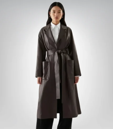 Women’s leather trench coat – long elegant leather outerwear