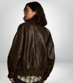 Premium 1990s brown leather jacket – oversized vintage boxy fit