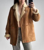 Women’s Sheepskin Shearling Leather Coat Handmade 1970s Winter Style
