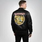 Vintage Iron Maiden 1980s tour bomber jacket with band logo