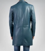 Men’s blue trench coat – classic real leather overcoat for timeless style