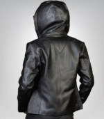 Versatile Women’s Black Leather Jacket – Jenny Hooded Stylish Leather Jacket