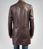 Elegant men’s brown leather trench coat – genuine leather long outerwear