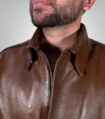 Men’s Classic Brown Leather Bomber Jacket – Vintage Aviator Style