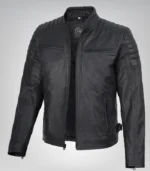 Men’s Matte Black Leather Moto Jacket Slim Fit Biker Style - Image 2