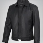 Men’s 100% lambskin motorcycle jacket – matte black classic biker look