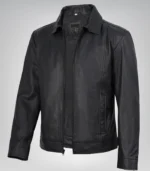 Men’s 100% lambskin motorcycle jacket – matte black classic biker look