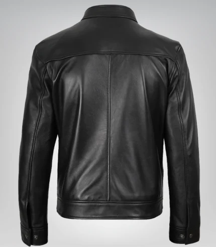 Men’s genuine black leather Harrington jacket – timeless Mike-style look