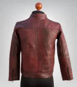 Burgundy diamond quilted leather jacket – classic handmade biker outerwear