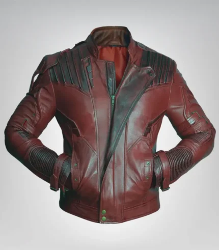 Guardians inspired red leather jacket for men – handmade cosplay outerwear