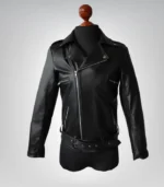 Men’s retro motorcycle coat – black cowhide double rider biker jacket