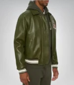Men’s vintage Avirex leather jacket – olive green aviation bomber style