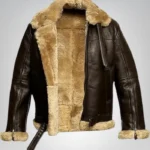 B3 shearling leather bomber jacket for men – RAF real sheepskin aviator flight pilot jacket