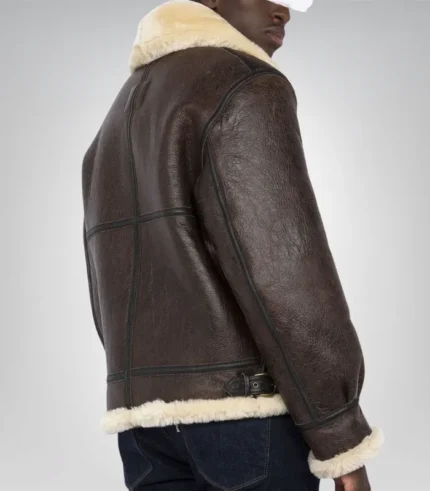 Men’s dark brown B3 bomber jacket – genuine RAF sheepskin leather aviator style