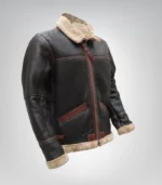 Classic Airforce-style B3 shearling jacket for men – brown sheepskin leather