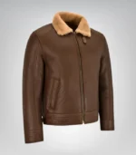 Classic men’s shearling flight jacket – real sheepskin leather bomber