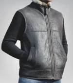 Men’s Sheepskin Aviator Gilet– Genuine Leather Bodywarmer for Winter - Image 2