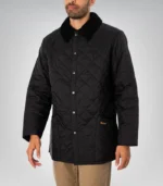 Men’s black quilted Barbour jacket – Liddesdale classic style coat
