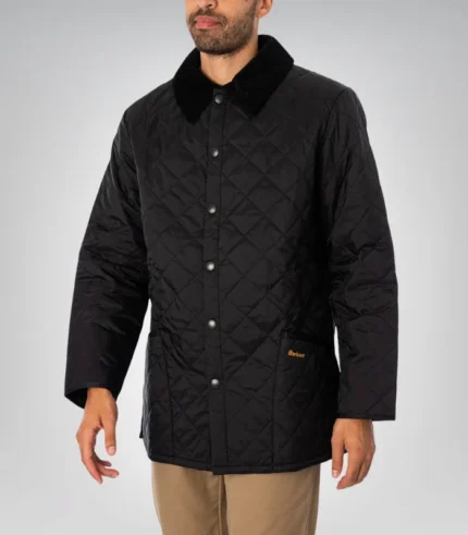Men’s black quilted Barbour jacket – Liddesdale classic style coat
