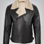 Men’s Dark Brown Biker Shearling Leather Jacket – Asymmetrical Winter Style