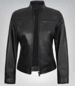 Women’s Black Lambskin Biker Leather Jacket – Tailored Moto Style