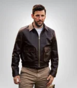 Brown leather flight jacket for men – A2 bomber vintage style