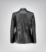 Women’s classic black lambskin leather blazer with tailored elegant fit
