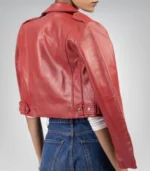 Women’s Red Cropped Leather Jacket – Chic & Modern Short Style - Image 4
