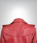 Stylish Red Leather Trench Coat for Women – Belted Elegant Outerwear