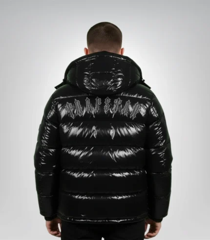 Men’s Trapstar Irongate jacket – black shiny street fashion outerwear